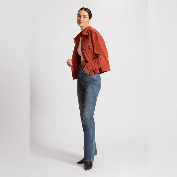 Anthropologie Avec Les Filles Relaxed Corduroy Shacket Pumpkin Fall Rust Sz L - Picture 1 of 14